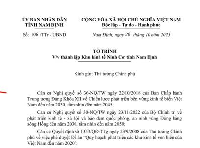 Nam Định trình Thủ tướng xem xét thành lập Khu kinh tế Ninh Cơ