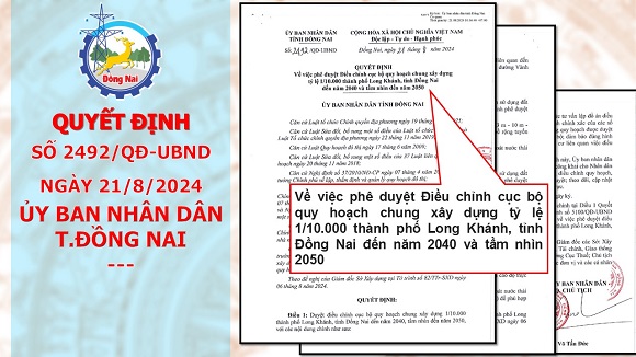 Đồng Nai điều chỉnh cục bộ quy hoạch chung xây dựng tỷ lệ 1/10.000 thành phố Long Khánh, tỉnh Đồng Nai